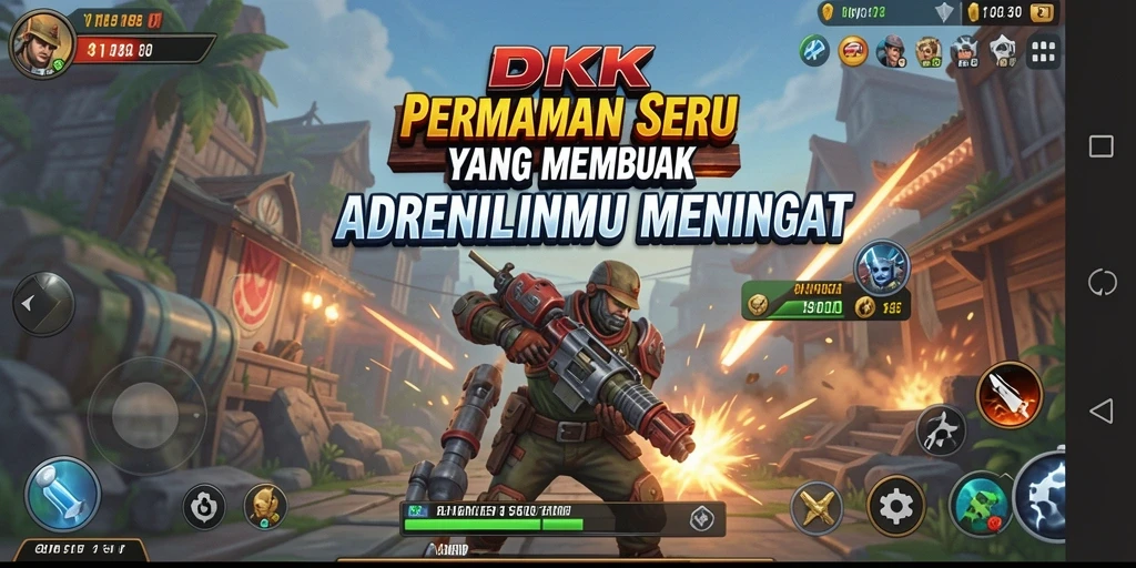 Screenshot DKK menunjukkan gameplay arcade yang intens dan penuh aksi.