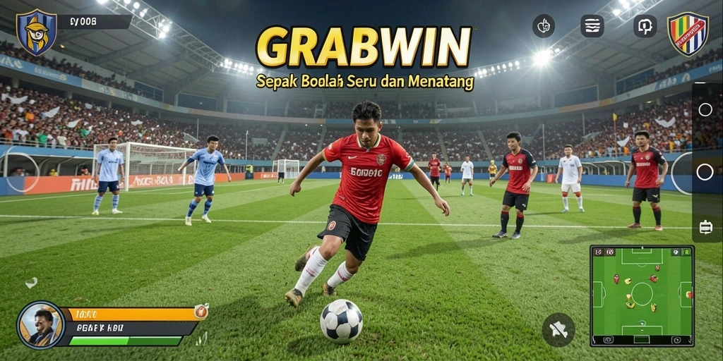 Tampilan menarik dari gameplay sepak bola di GRABWIN.