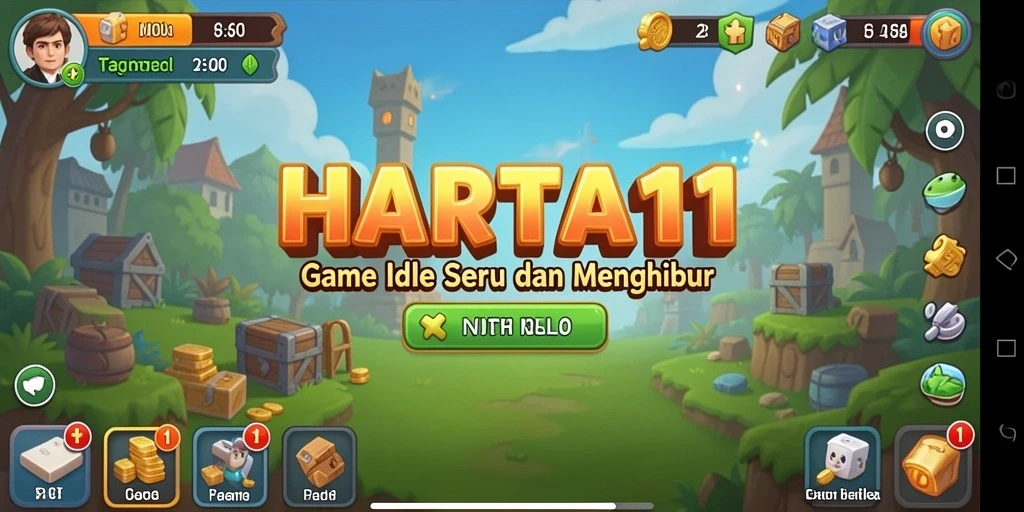 Screenshot gameplay HARTA11 yang menampilkan aktivitas pengelolaan sumber daya.
