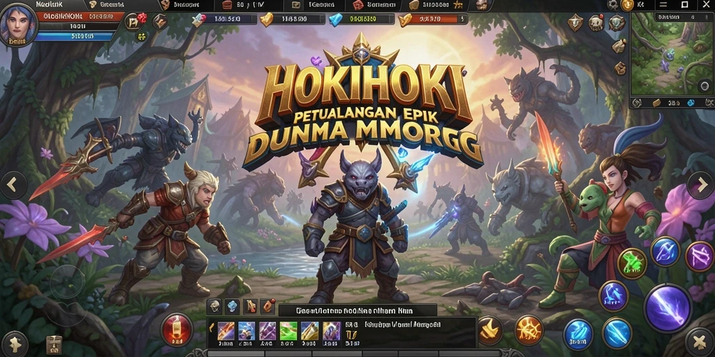 Screenshot HOKIHOKI menampilkan aksi seru dalam pertempuran MMORPG.