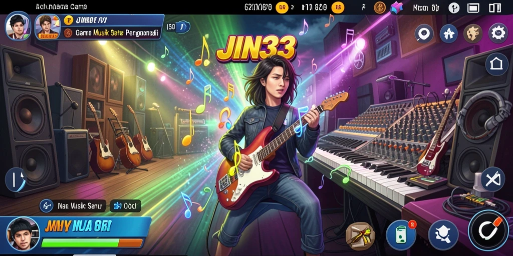 Screenshot gameplay JIN33 menampilkan aksi seru memainkan lagu.
