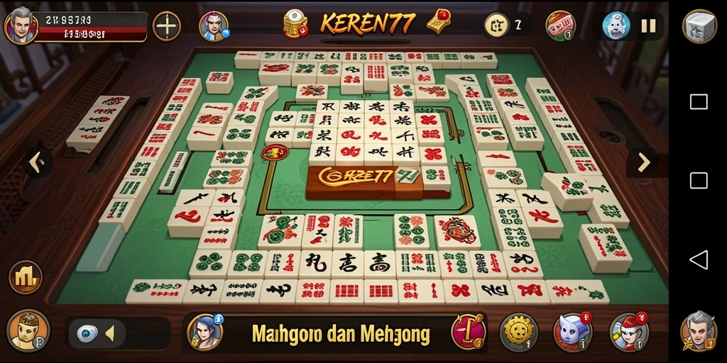 Tampilan gameplay KEREN77 dengan desain ubin Mahjong yang menarik.