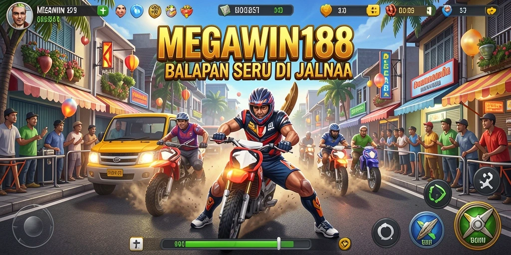 Tampilan seru balapan dengan mobil kencang di lintasan.
