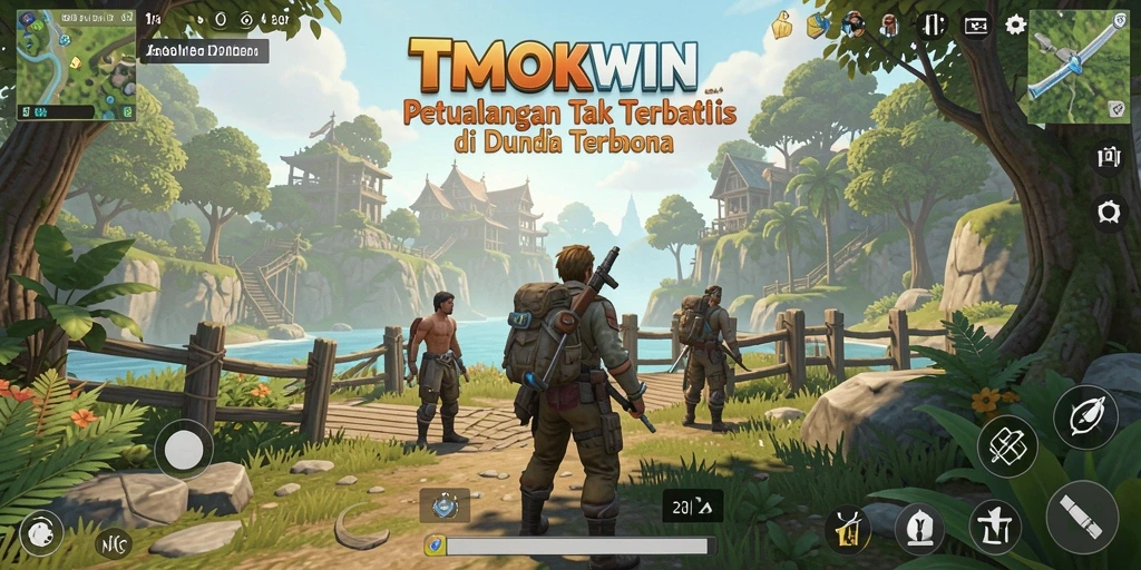 Screenshot utama TMOKWIN menampilkan pemandangan dunia terbuka yang menakjubkan.