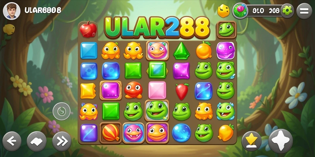 Tampilan menarik gameplay ULAR288 dengan elemen Match-3.