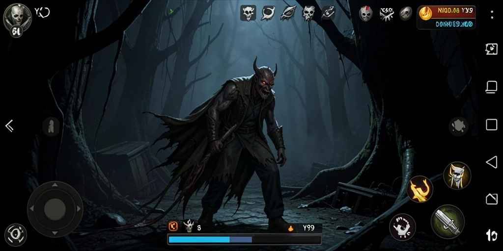 Screenshot gameplay seram Y89 dengan suasana yang mencekam.